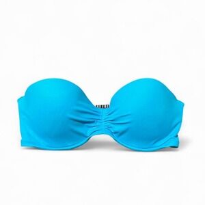 Victoria's Secret blue strapless bikini top 
tagged Size 32D